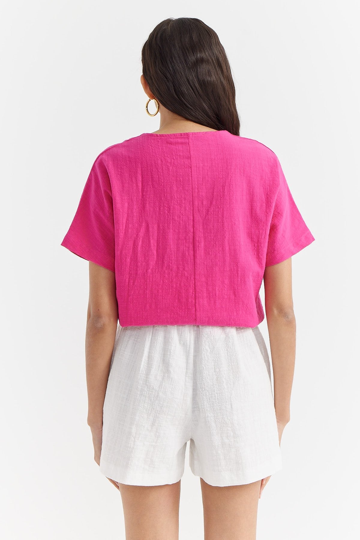 Women's V-Neck Cotton Blouse