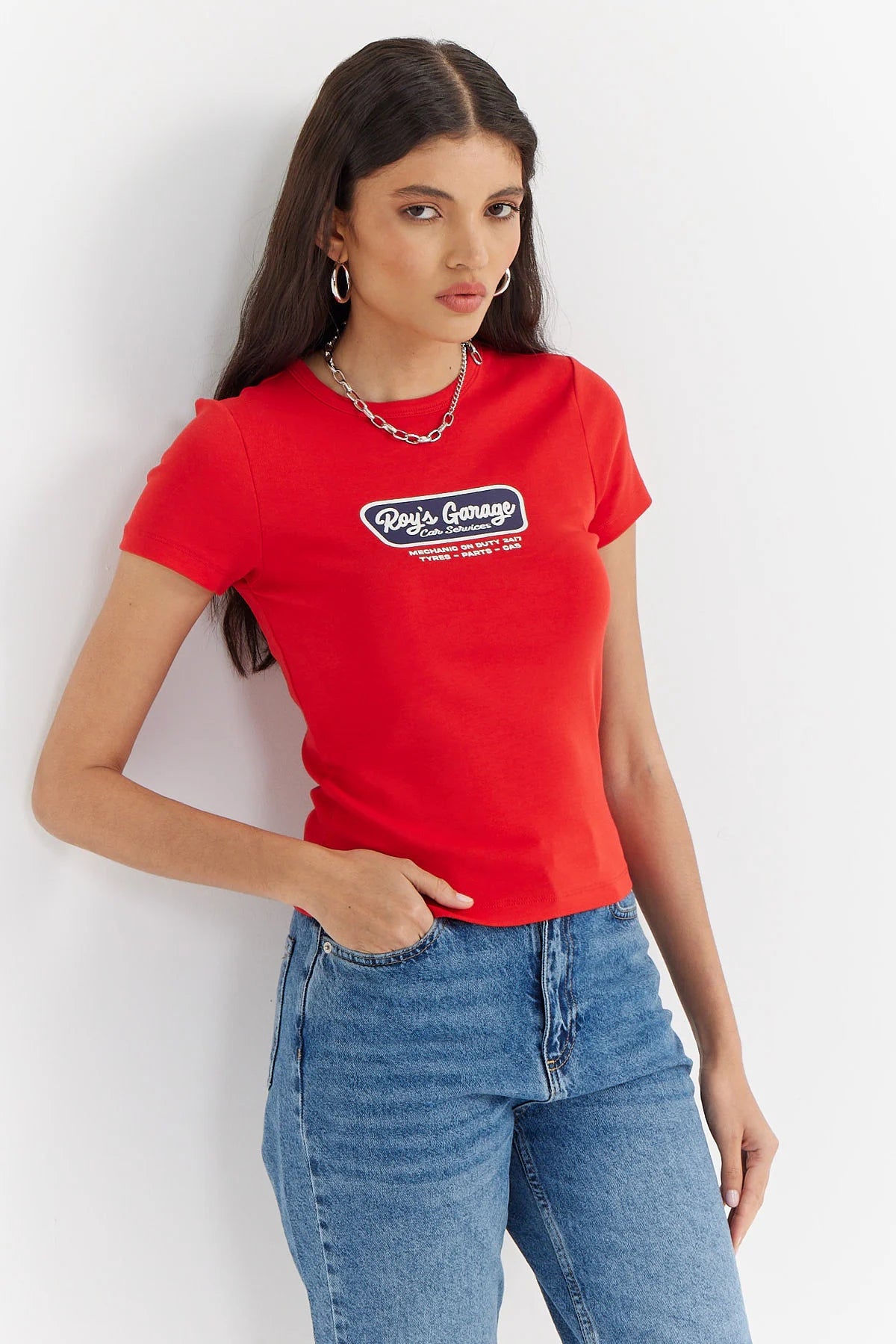 Kadın Baskılı Basic T-shirt