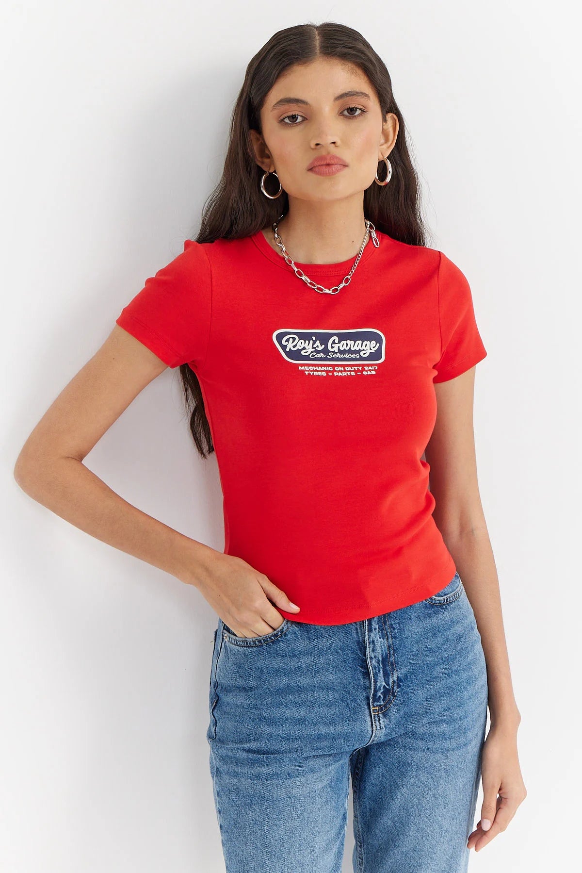 Kadın Baskılı Basic T-shirt