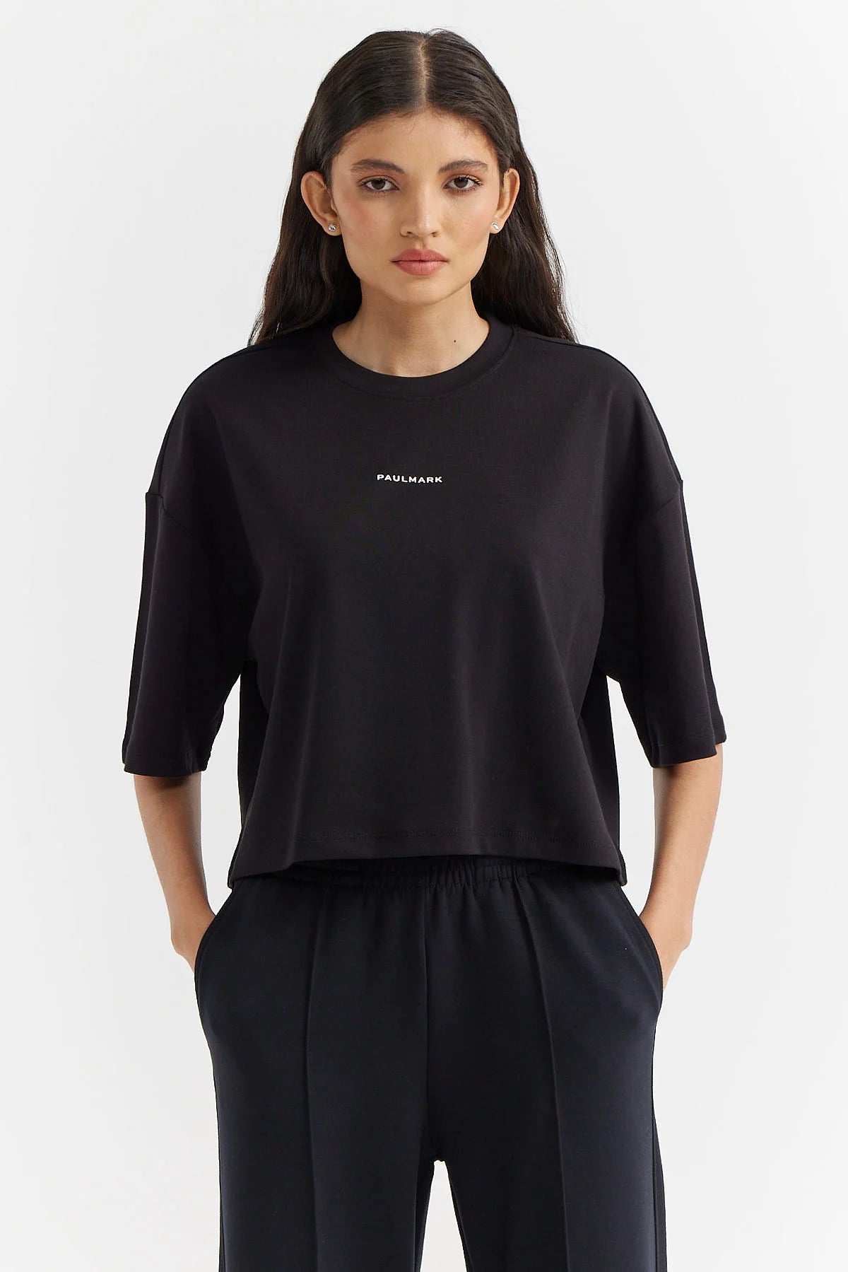 Kadın Paulmark Yazılı Kısa T-shirt