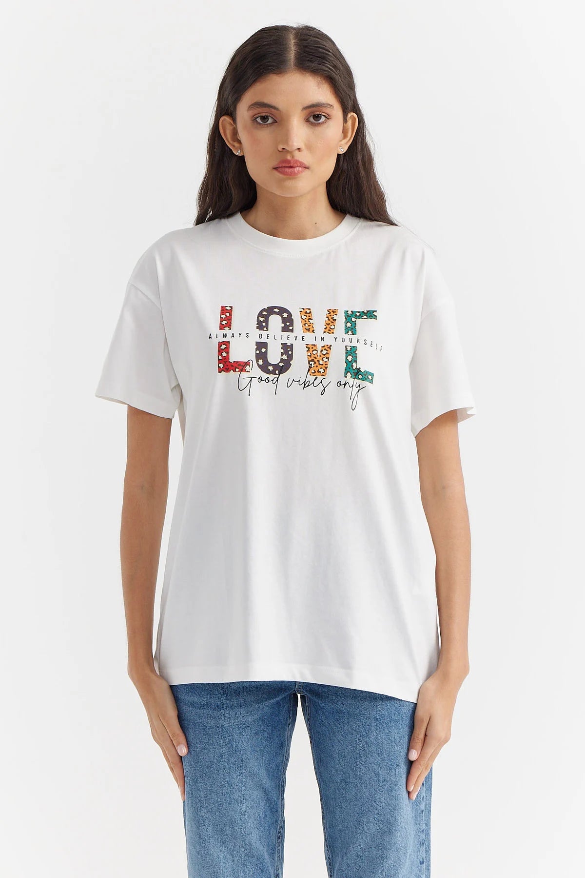 Kadın Baskılı Basic T-shirt