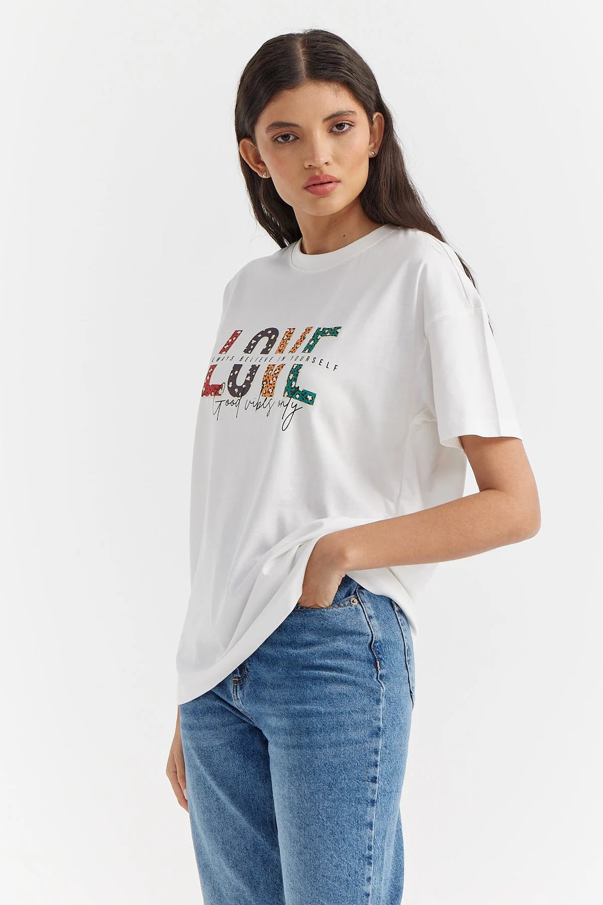 Kadın Baskılı Basic T-shirt
