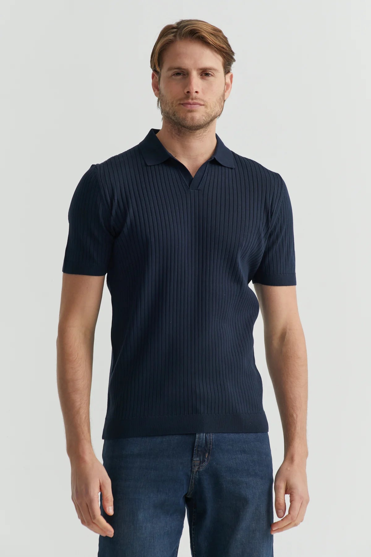 Erkek Fitilli Polo Yaka Triko T-shirt