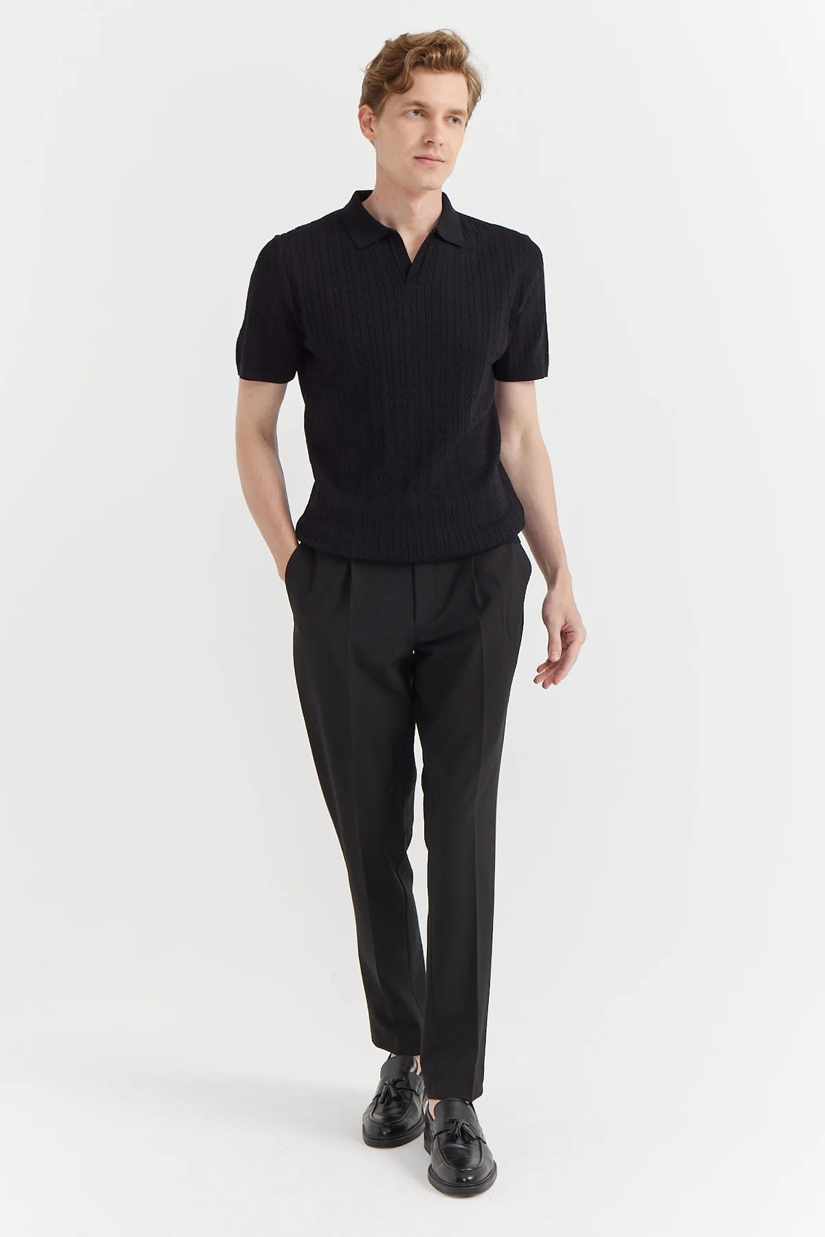 Erkek Fitilli Polo Yaka T-shirt