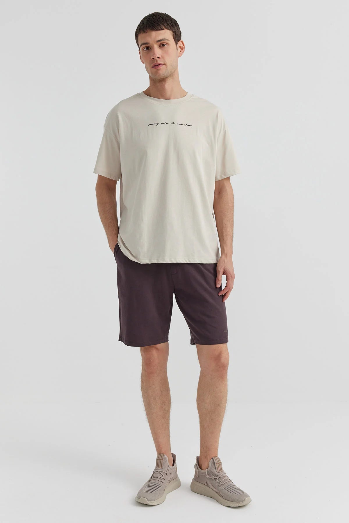 Erkek Bisiklet Yaka Baskılı T-shirt