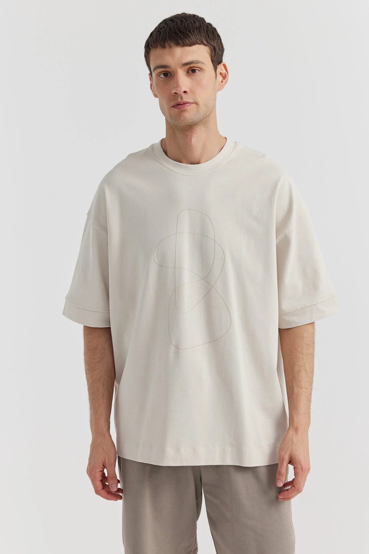 Erkek Bisiklet Yaka Baskılı T-shirt