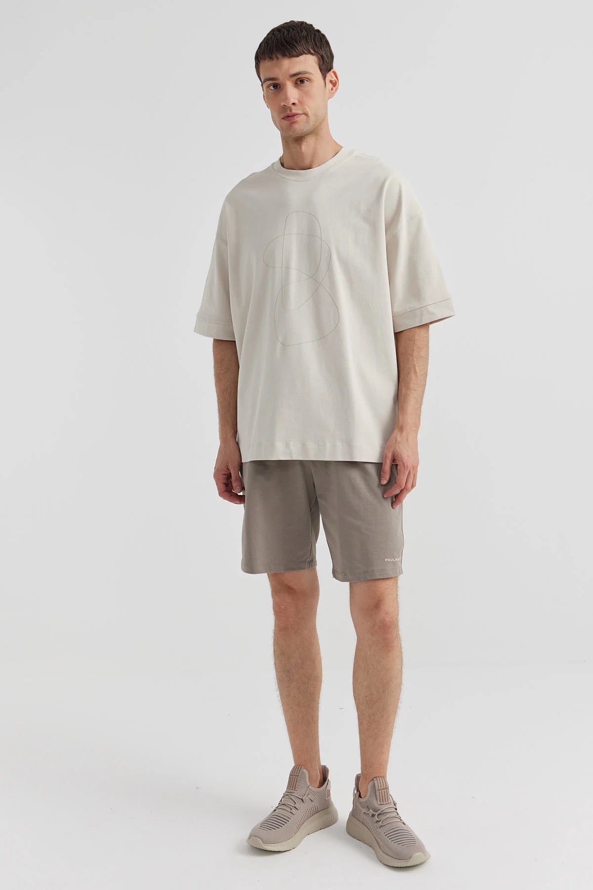 Erkek Bisiklet Yaka Baskılı T-shirt