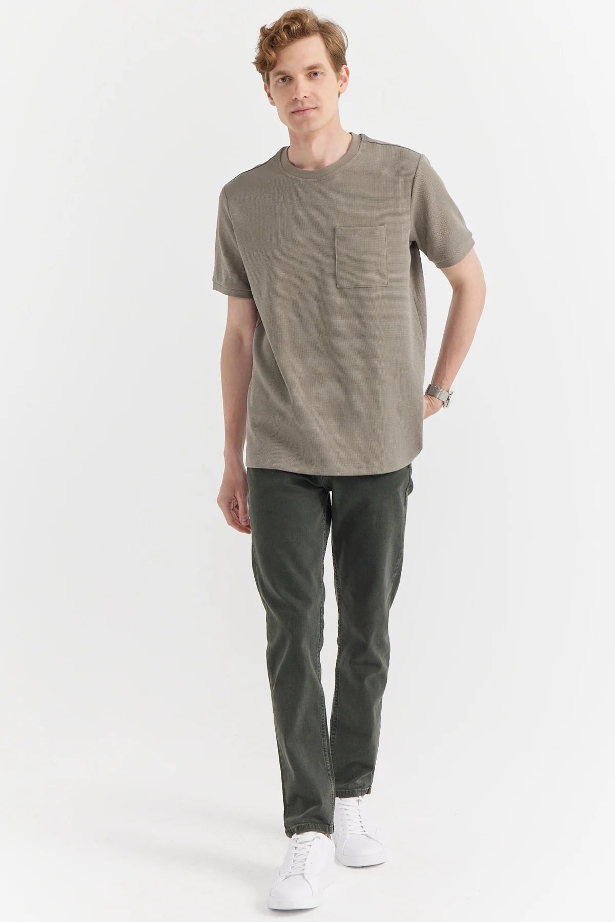Erkek Cep Detaylı Dokulu T-shirt