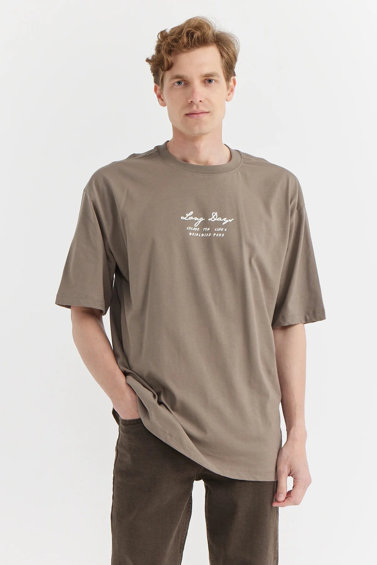 Erkek Baskılı Oversize T-shirt
