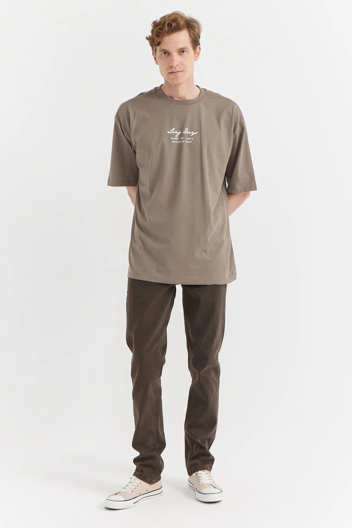 Erkek Baskılı Oversize T-shirt