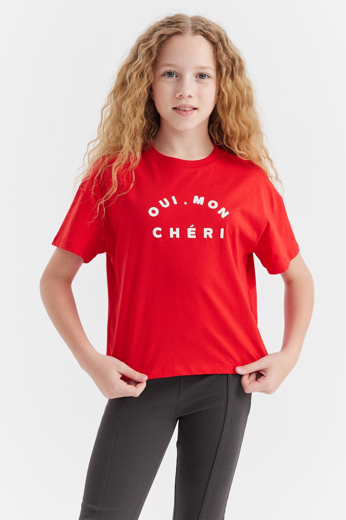Girl's T-shirt with Embossed Print Detail