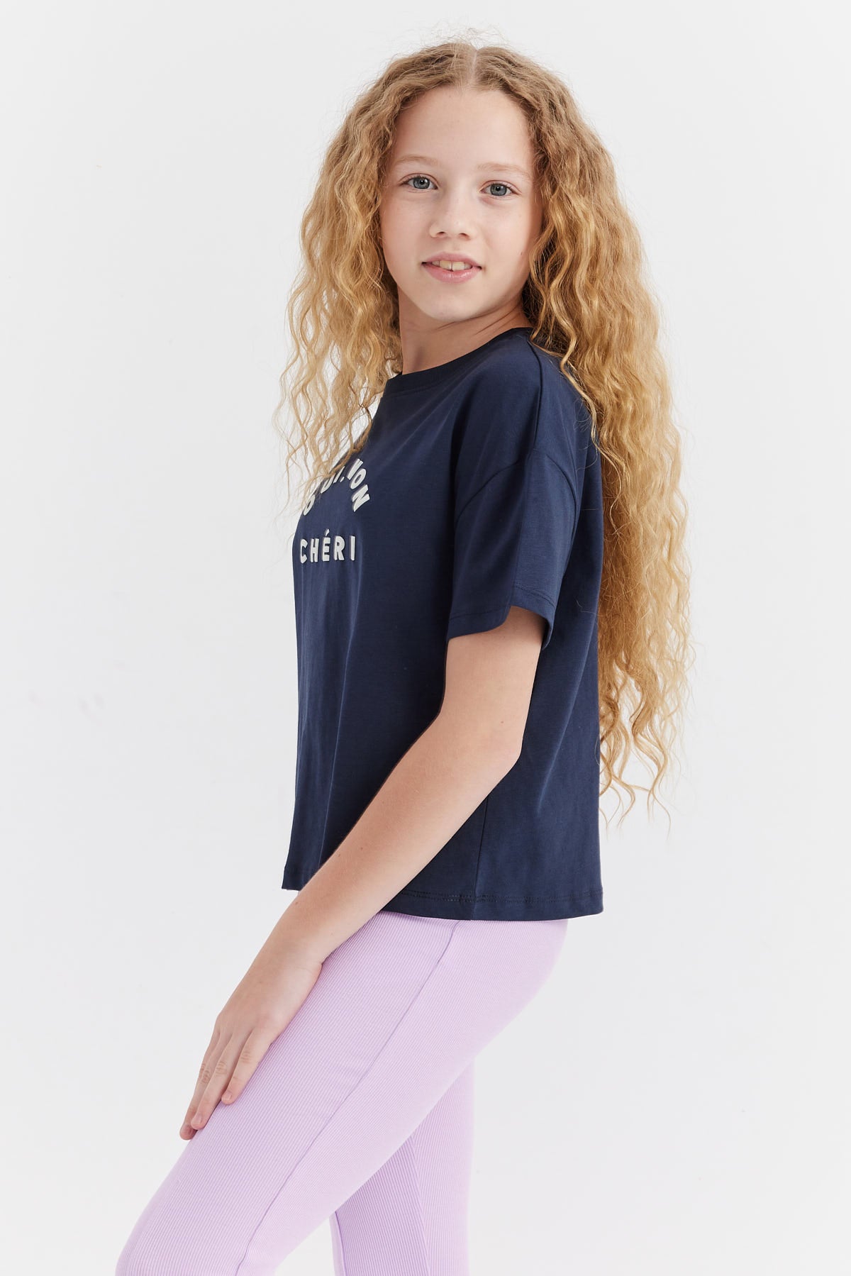 Girl's T-shirt with Embossed Print Detail