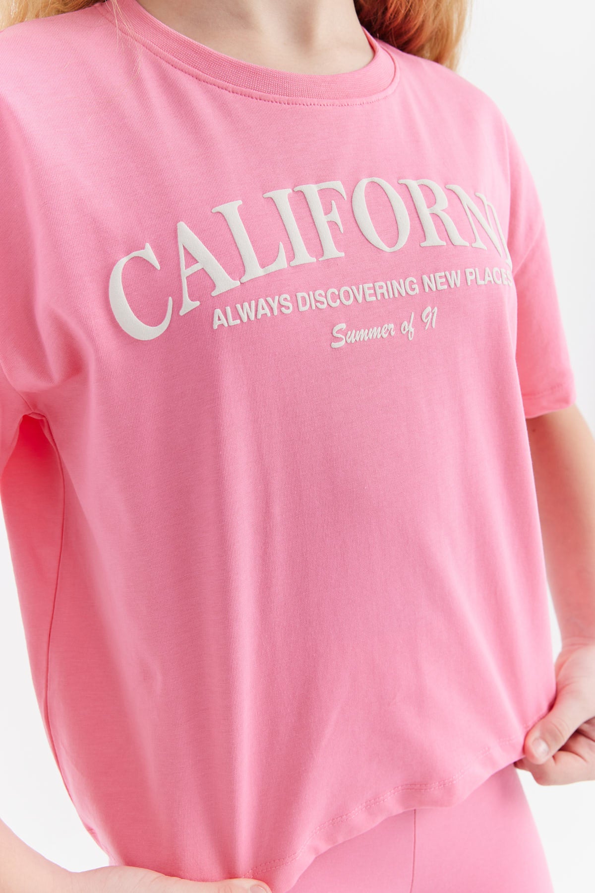Girl's T-shirt with Embossed Print Detail
