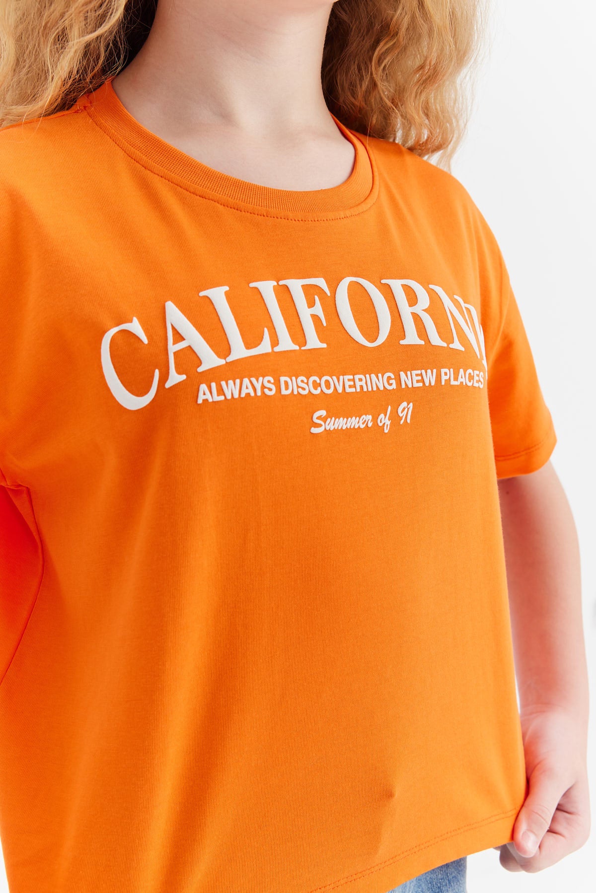 Girl's T-shirt with Embossed Print Detail