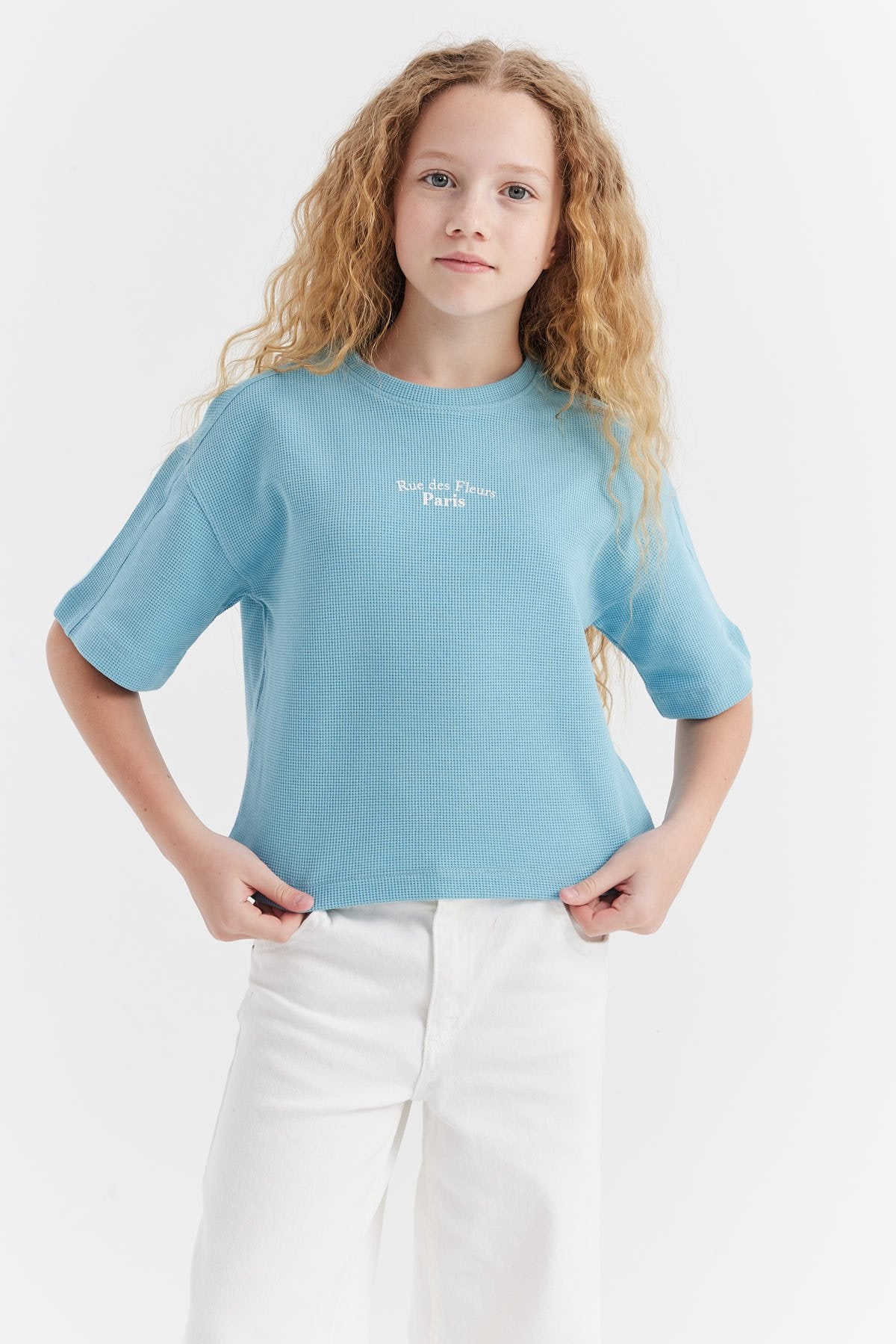 Girl's Waffle Fabric T-shirt