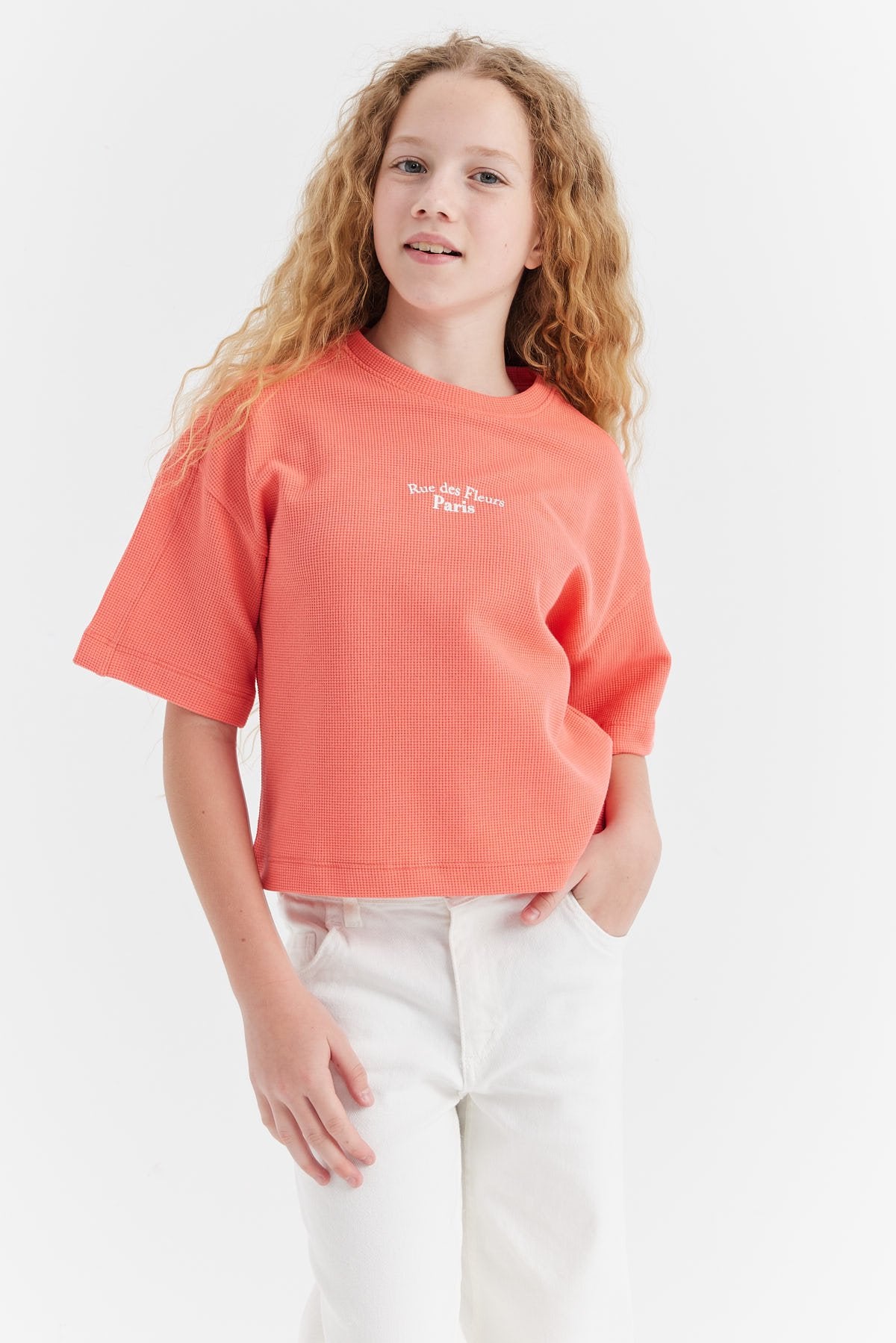 Girl's Waffle Fabric T-shirt