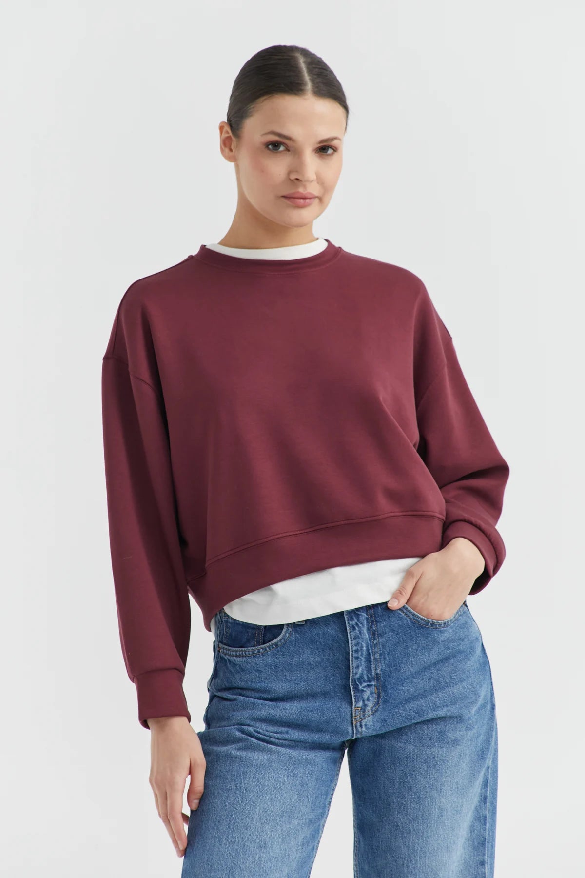 Kadın Kısa Oversize Sweat Üst