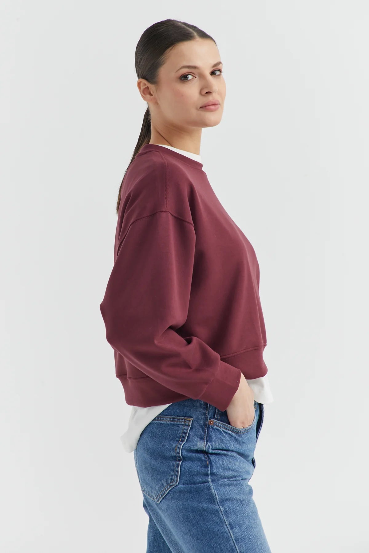 Kadın Kısa Oversize Sweat Üst