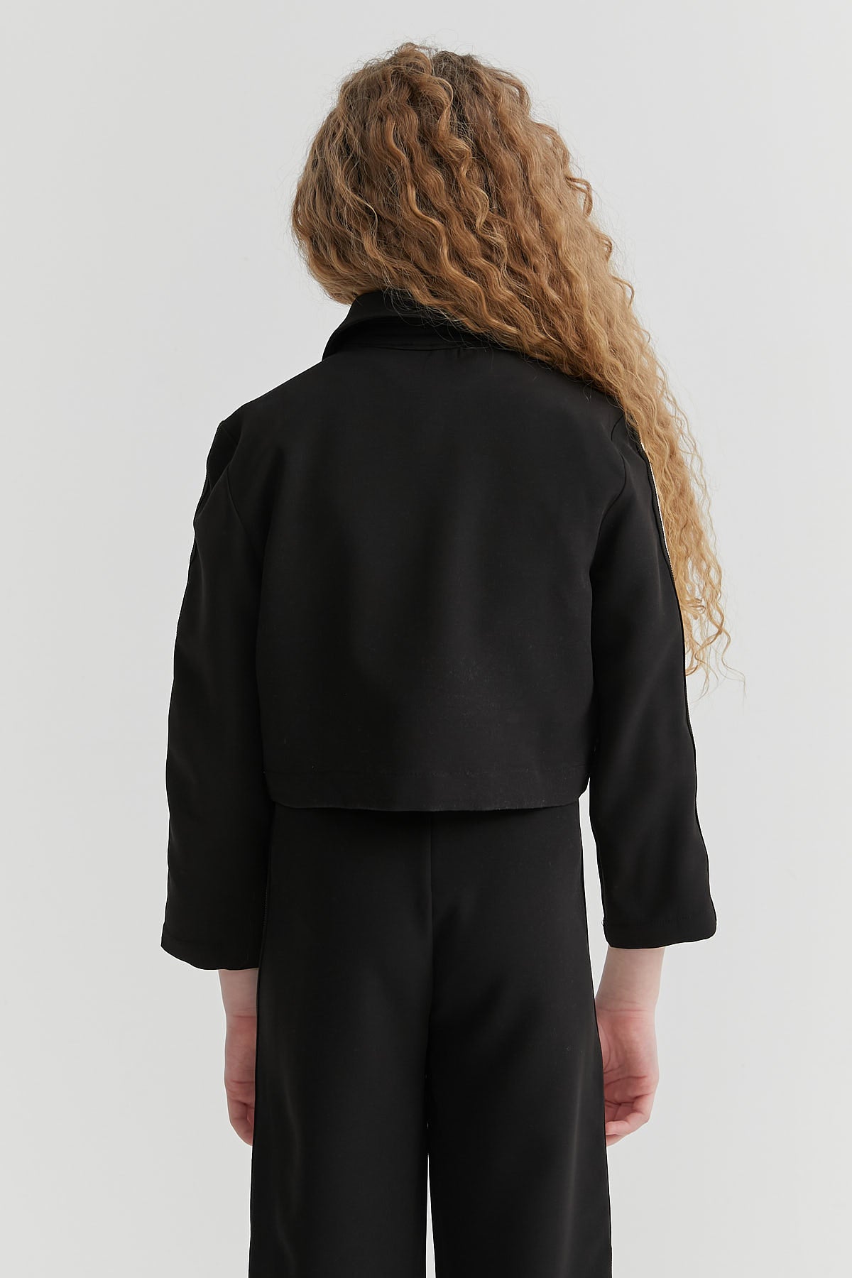 Girl's Short Front Zippered Sweat Top