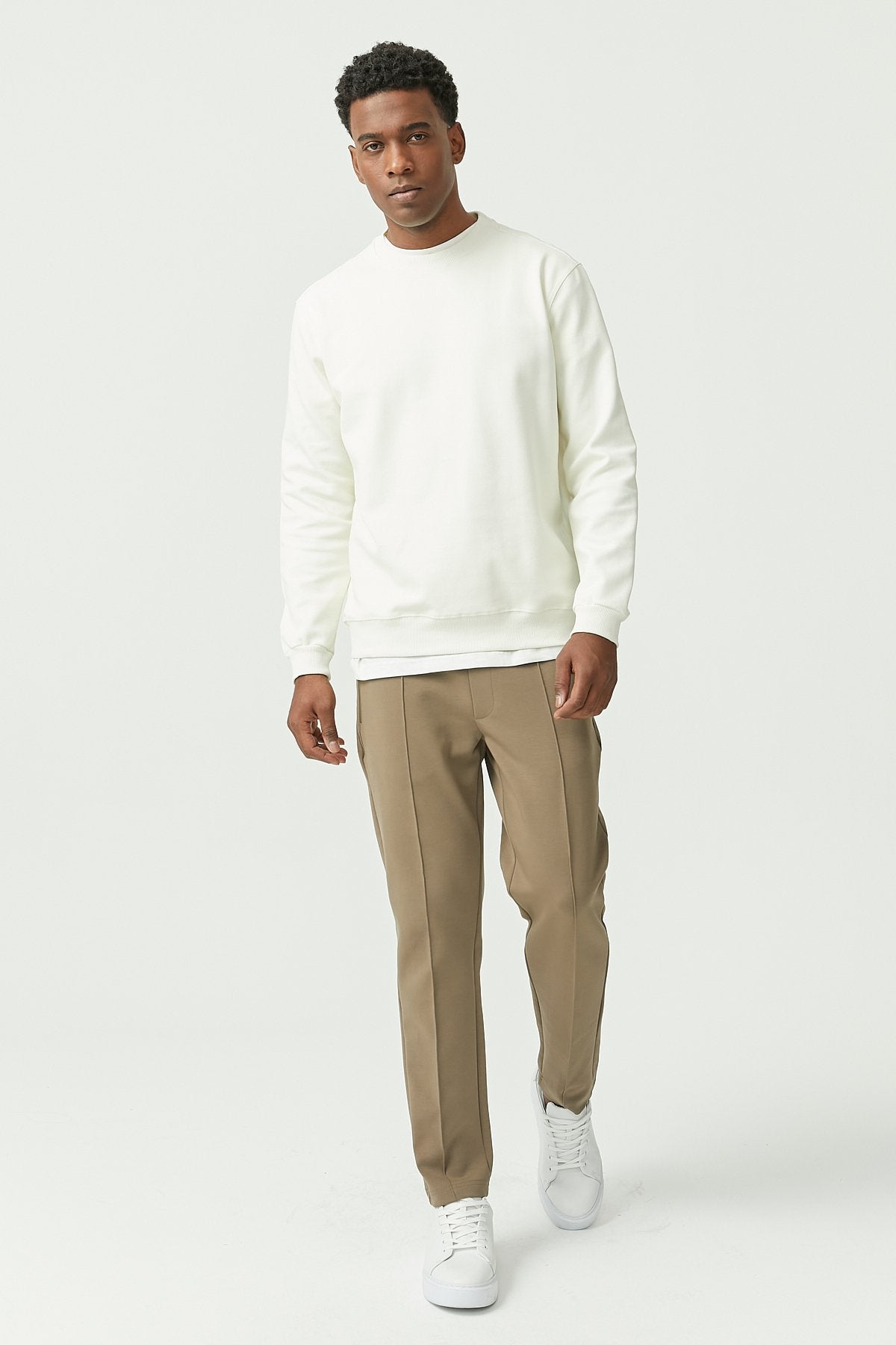 Sweat Pants with Front Stitching Detail