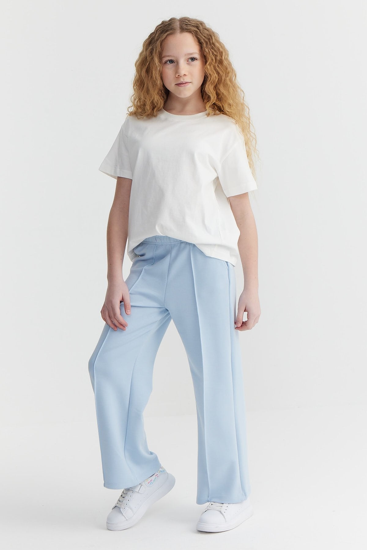 Girl's Elastic Waist Front Stitched Sweat Bottom