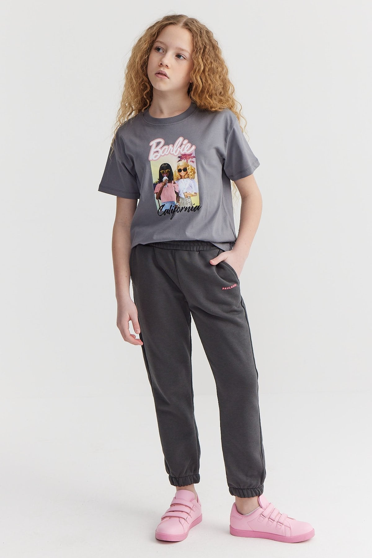 Girl's Sweat Bottom with Elastic Waist and Legs