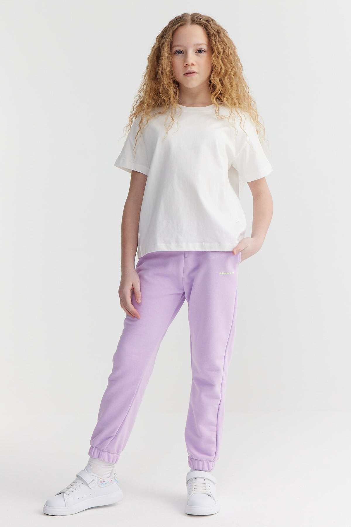 Girl's Sweat Bottom with Elastic Waist and Legs