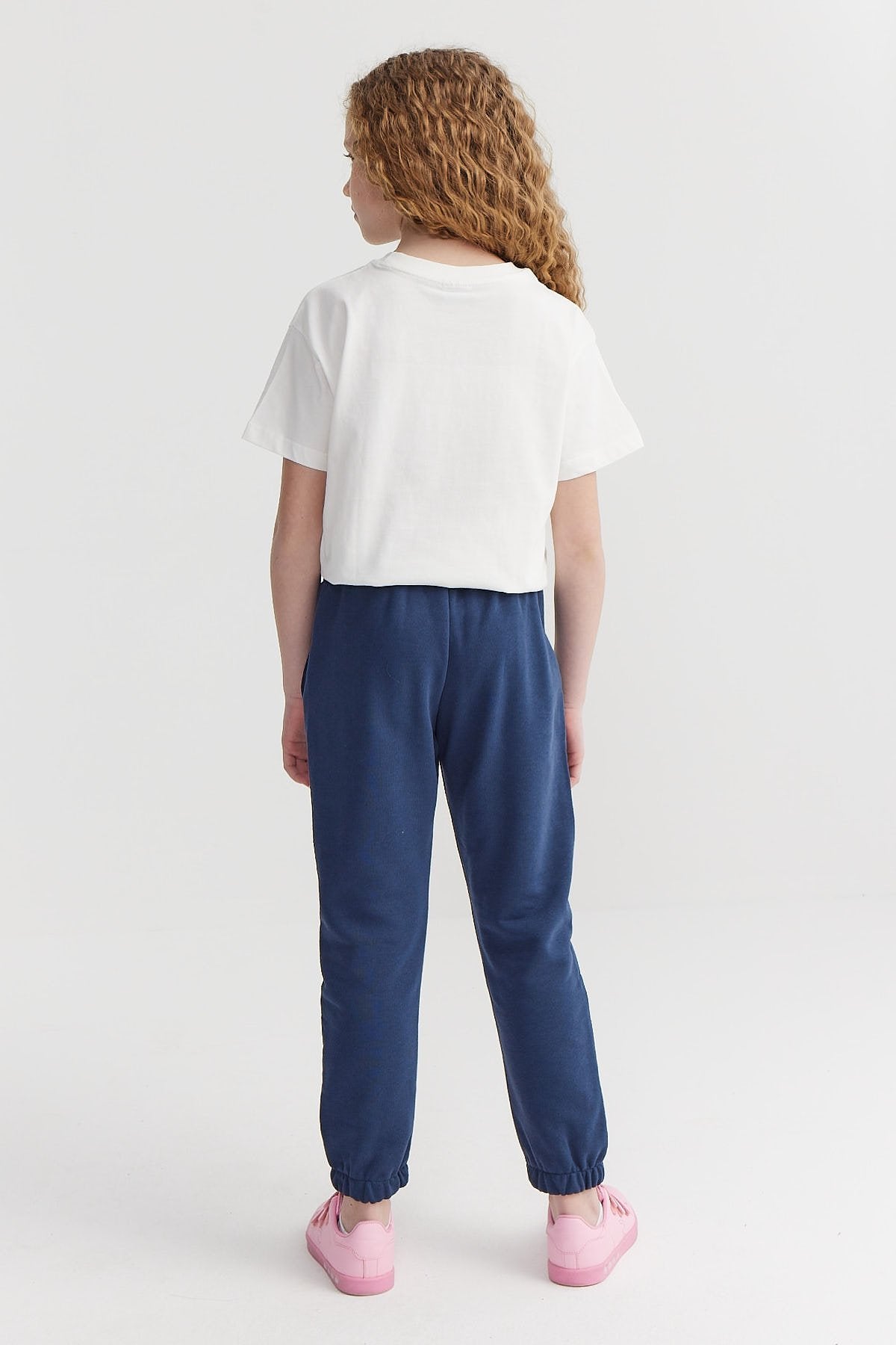 Girl's Sweat Bottom with Elastic Waist and Legs