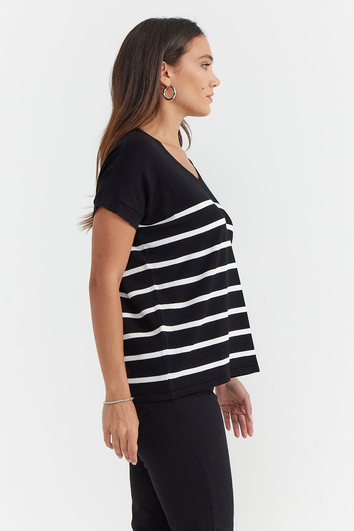 Women's V-Neck Knit T-shirt