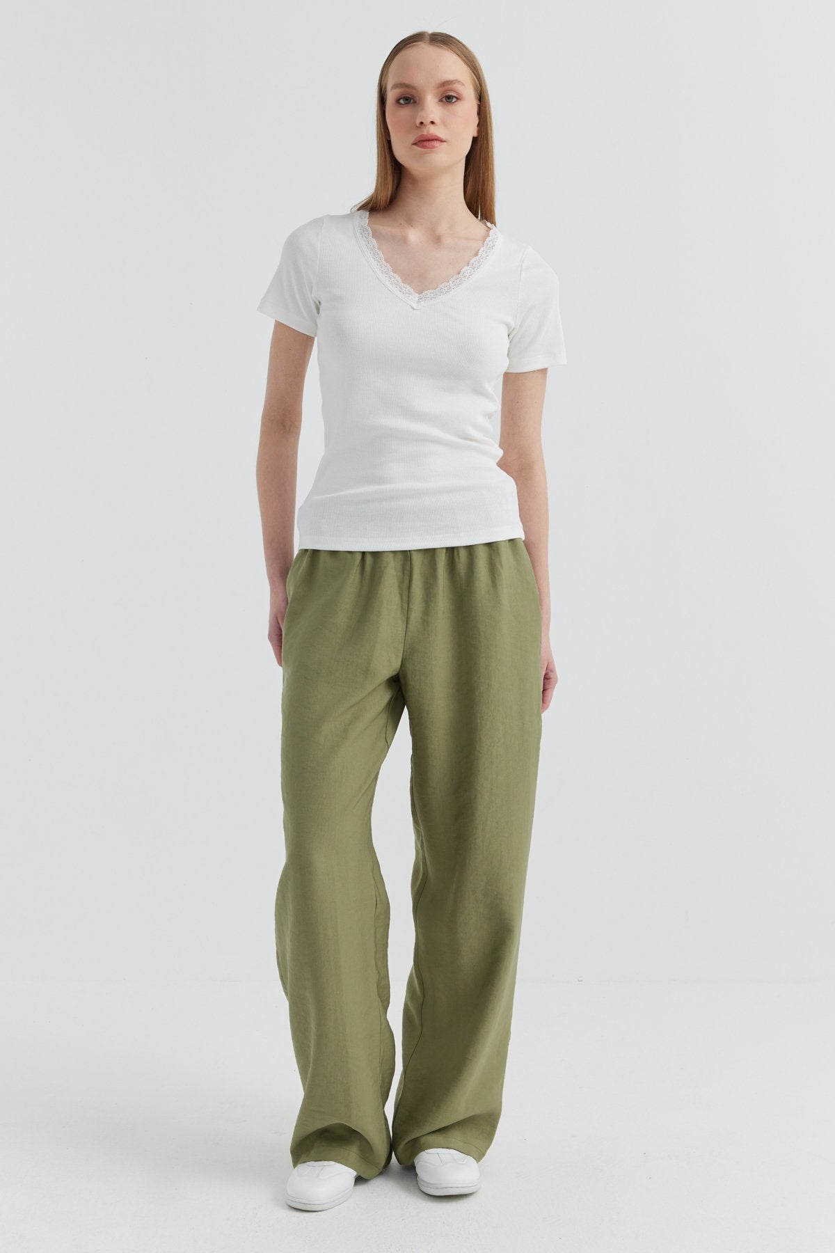Women's Waist Detailed Wide Leg Trousers
