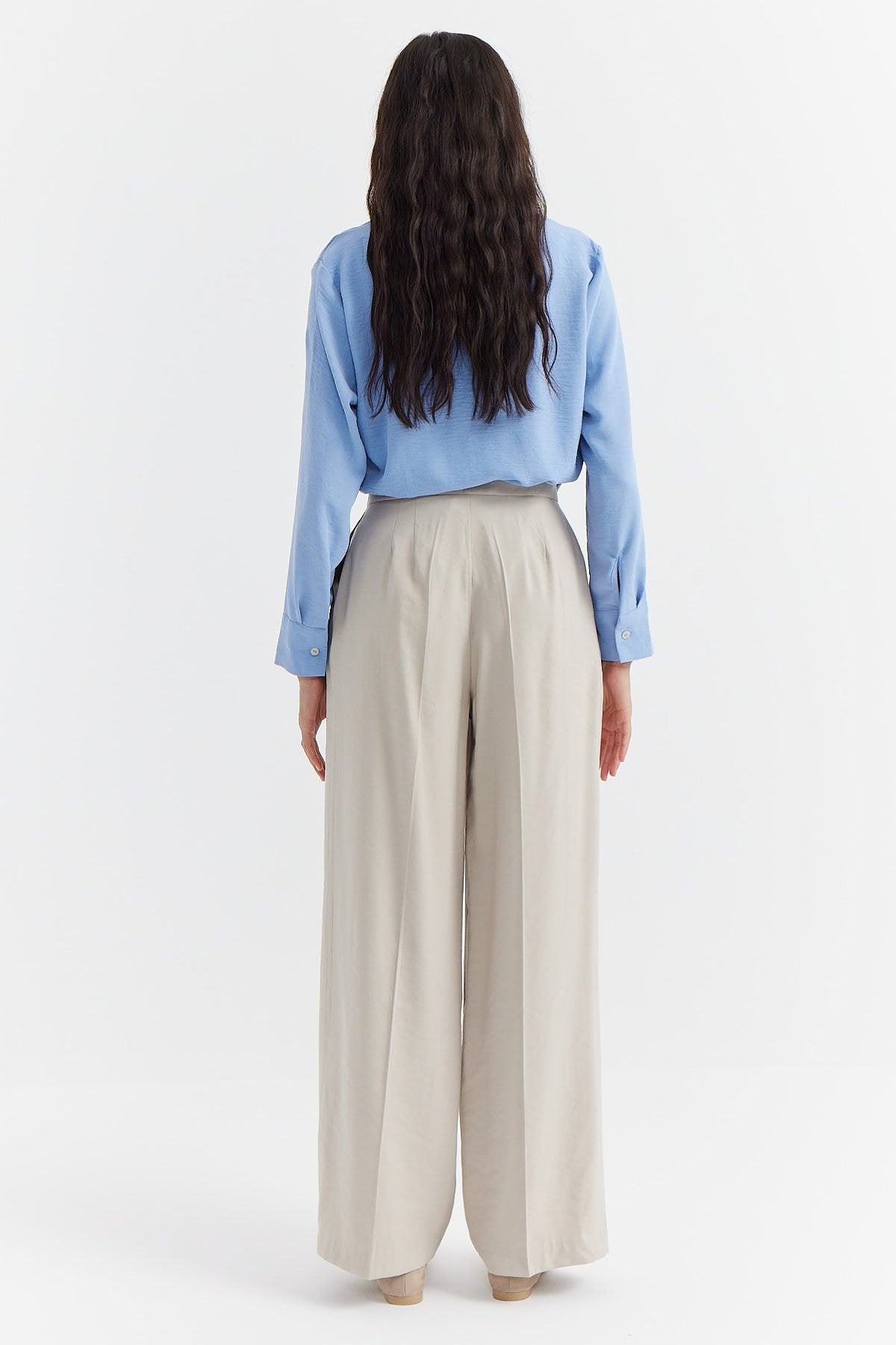 Women's Button Detailed Wide Leg Trousers