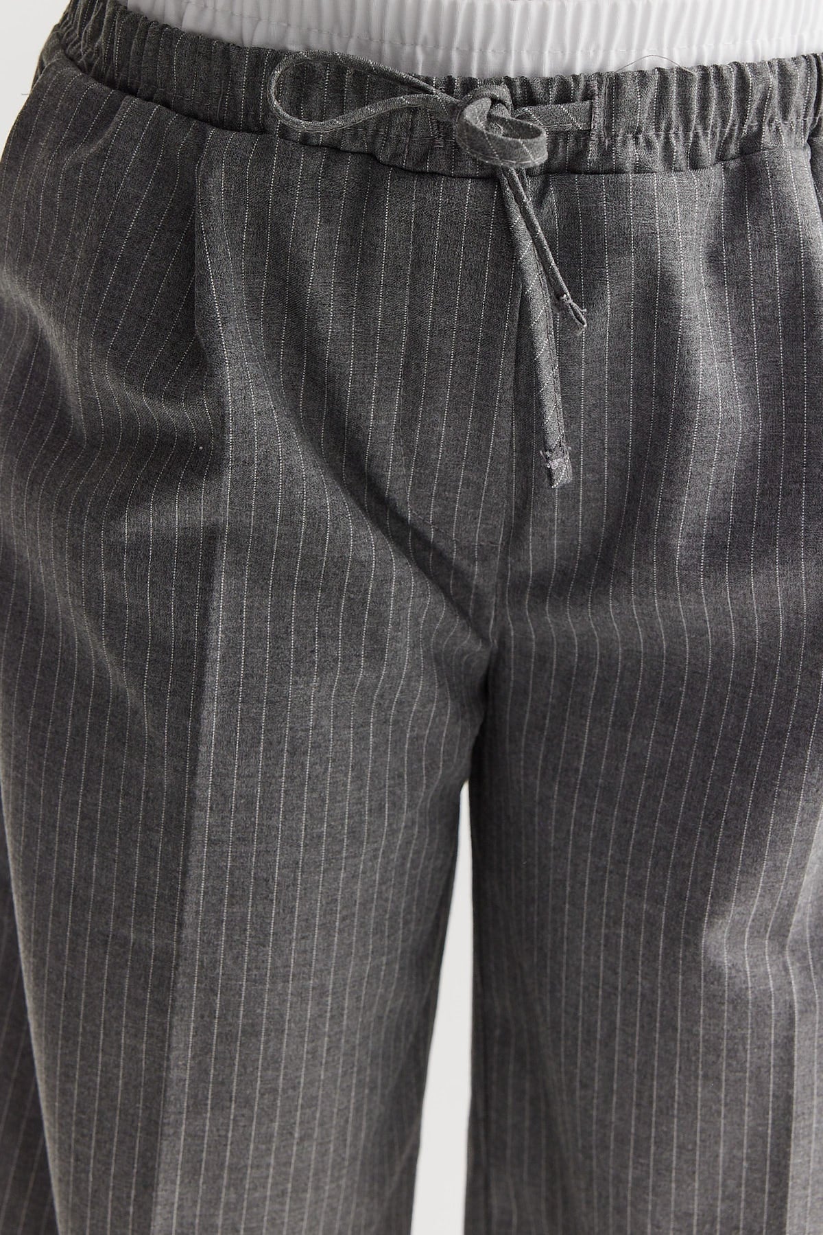 Girl's Double Waist Detailed Striped Trousers