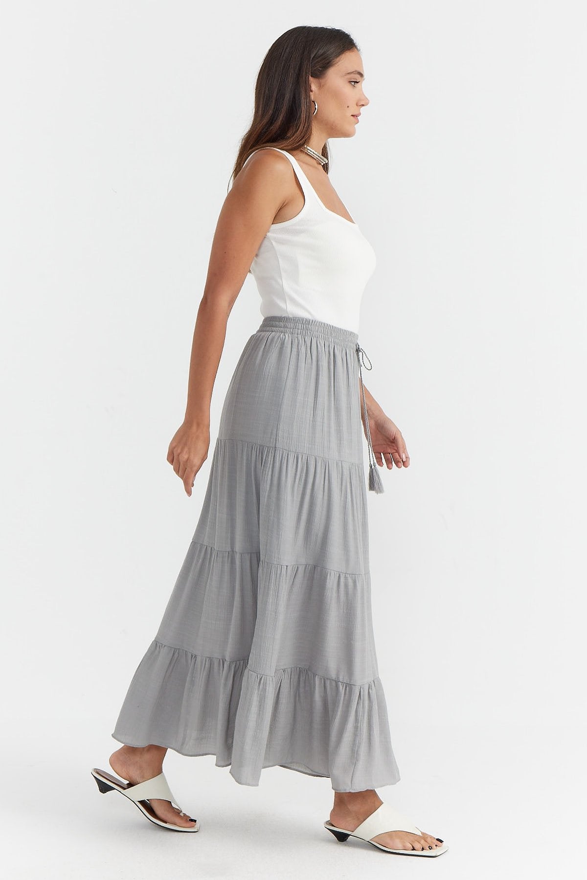 Women's Elastic Waist Long Skirt
