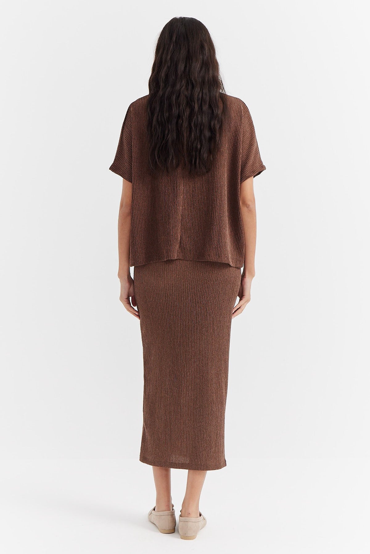 Women's Regular Waist Textured Midi Skirt