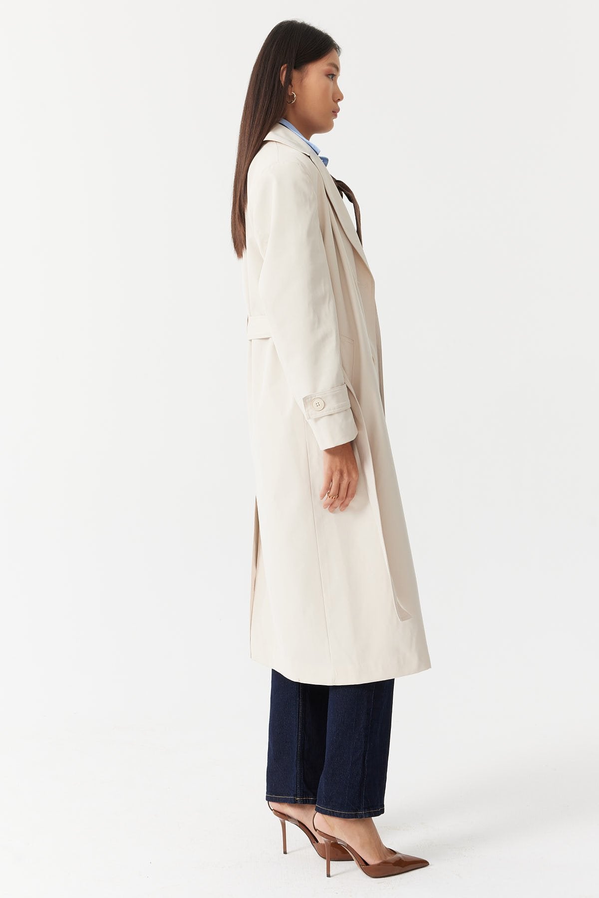 Women's Double-Breasted Closure Trench Coat