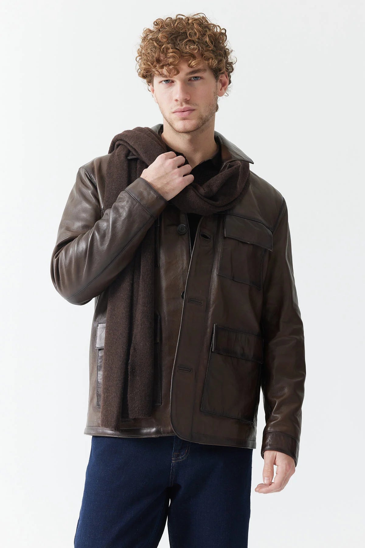 معطف جلدي للرجال