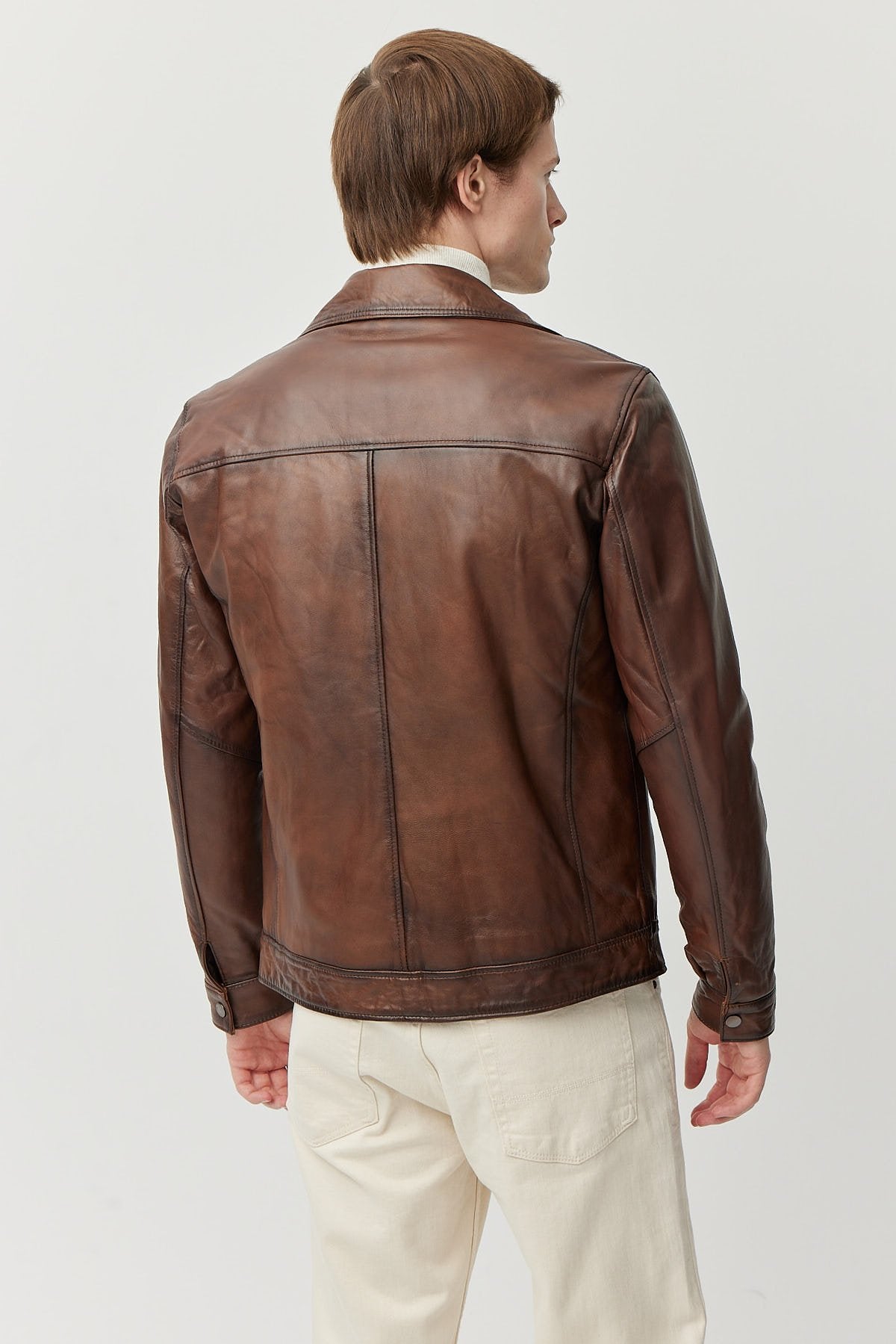 Men's Zippered Relax Fit Leather Jacket