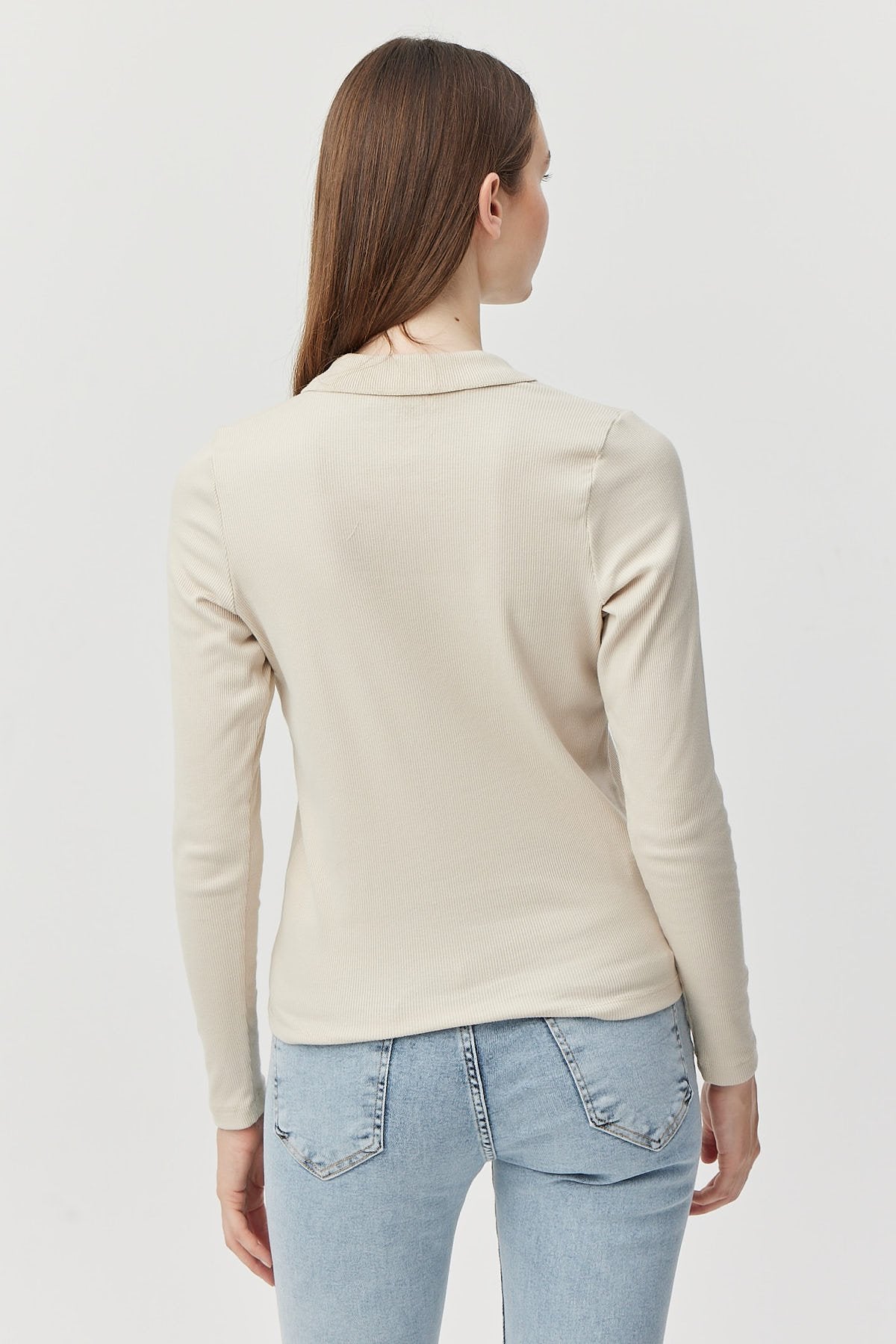 Women's Zippered Polo Neck Blouse