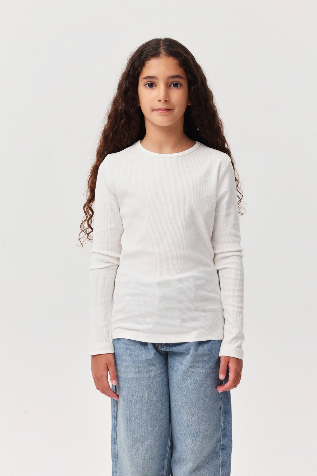 Girl's Ribbed Long Sleeve Blouse