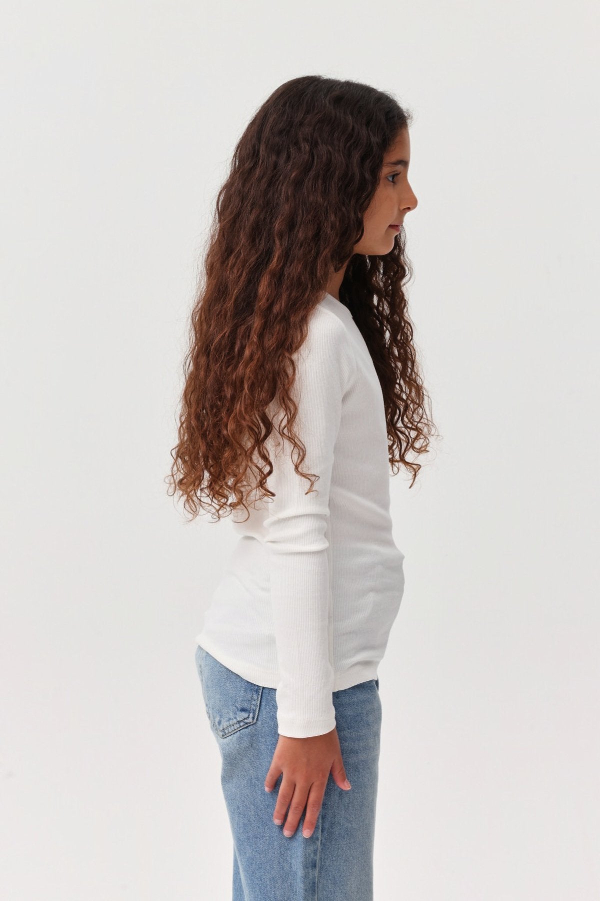Girl's Ribbed Long Sleeve Blouse