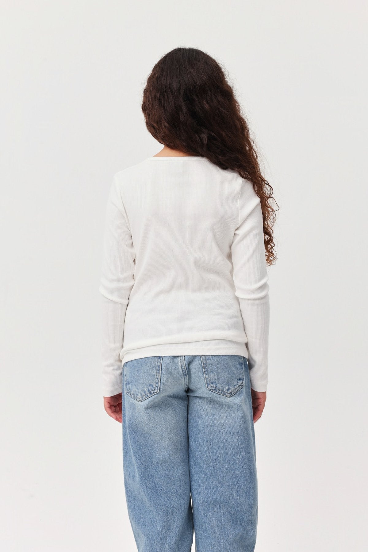 Girl's Ribbed Long Sleeve Blouse