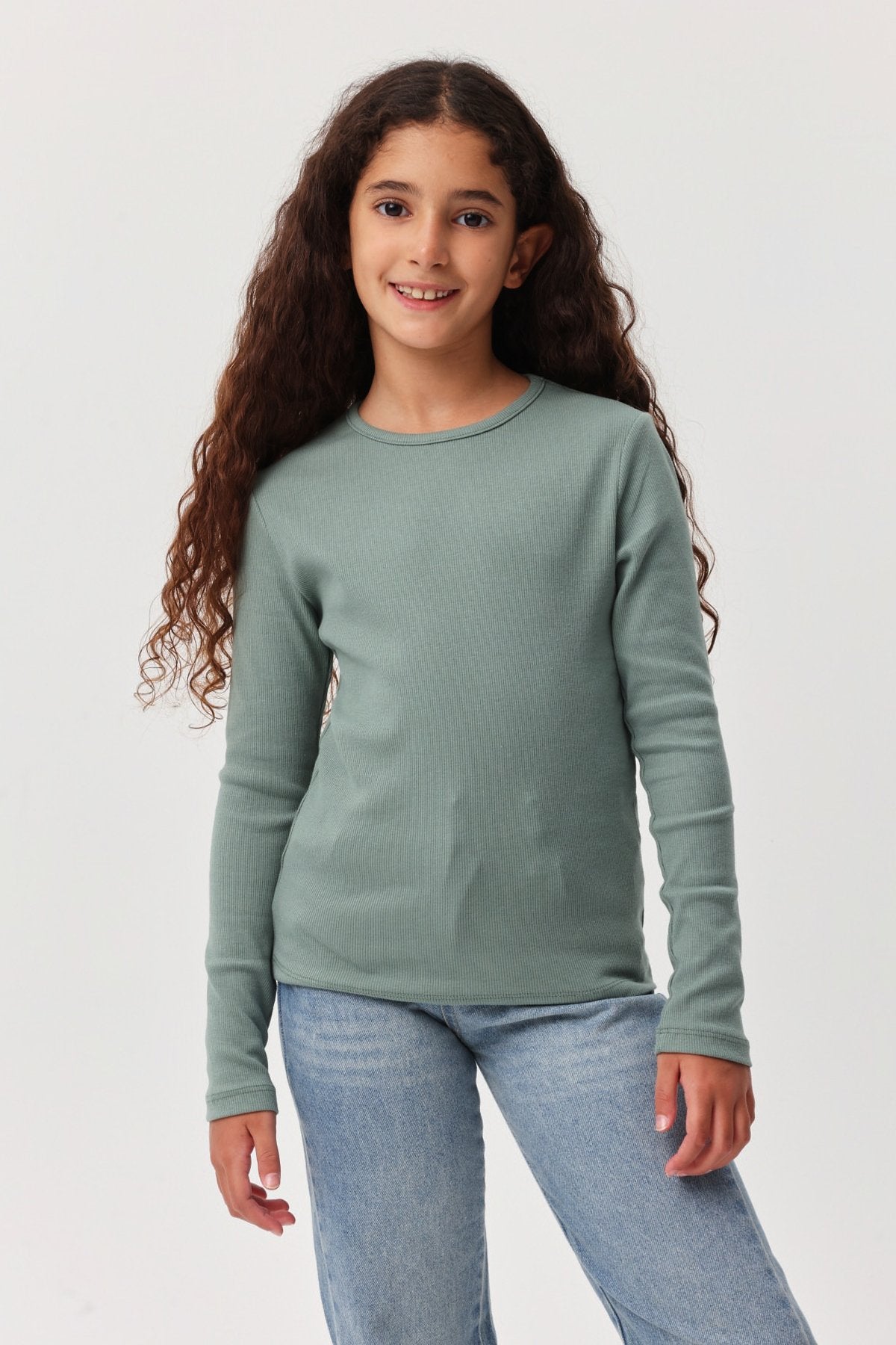 Girl's Ribbed Long Sleeve Blouse