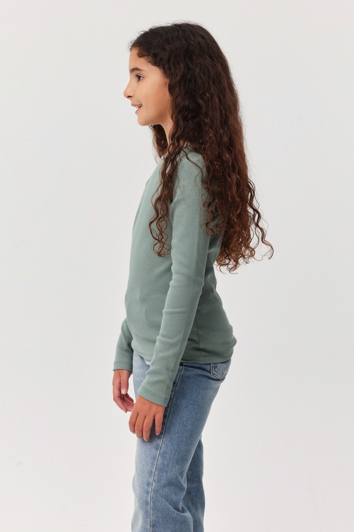 Girl's Ribbed Long Sleeve Blouse