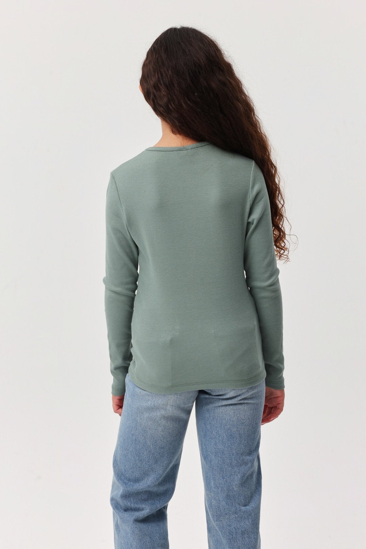 Girl's Ribbed Long Sleeve Blouse