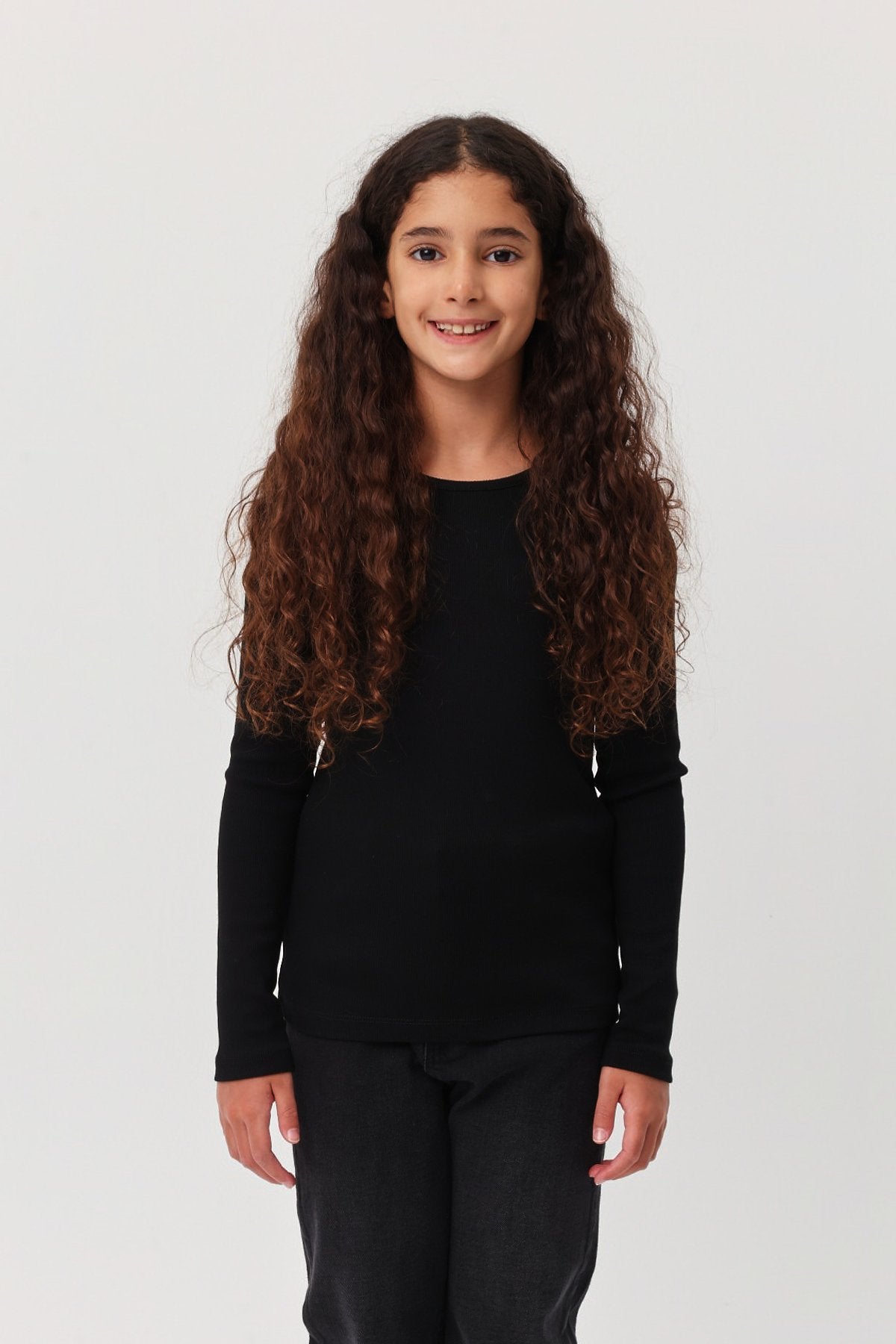 Girl's Ribbed Long Sleeve Blouse