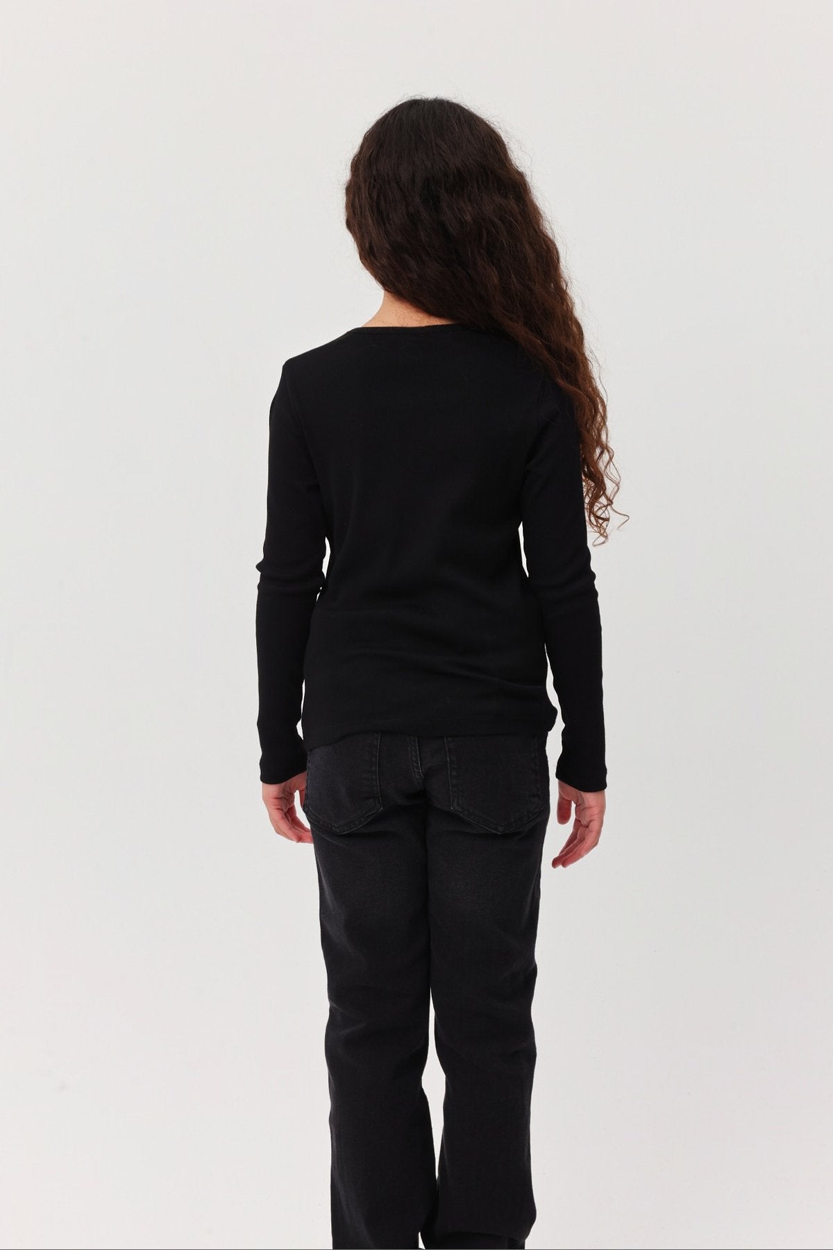 Girl's Ribbed Long Sleeve Blouse