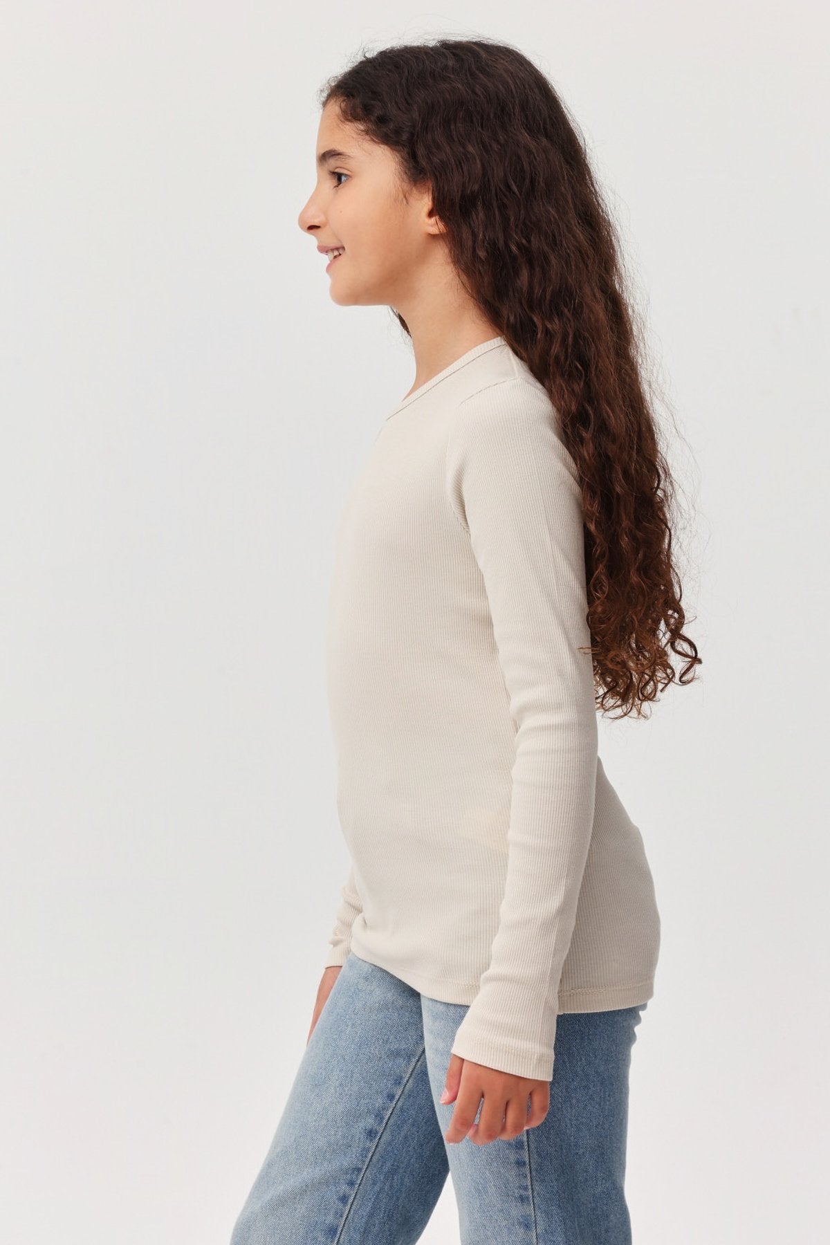 Girl's Ribbed Long Sleeve Blouse