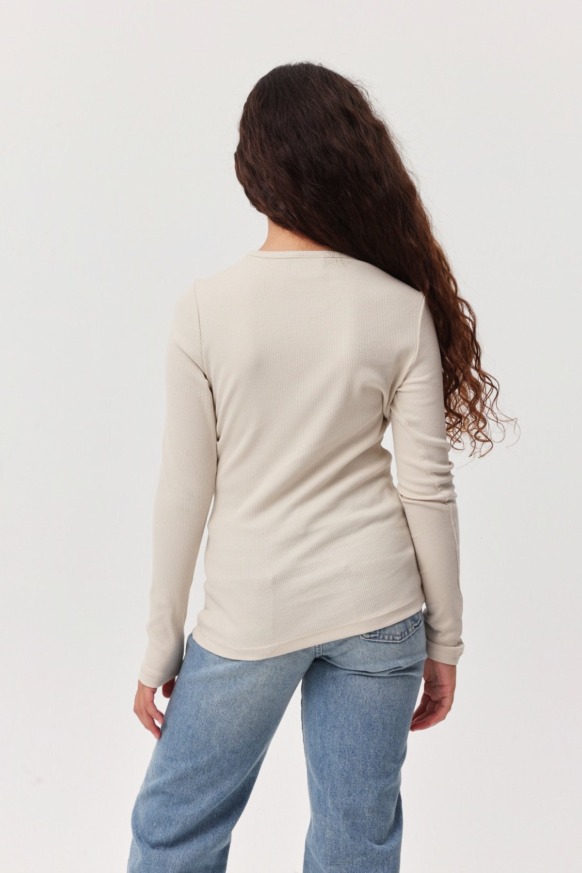 Girl's Ribbed Long Sleeve Blouse