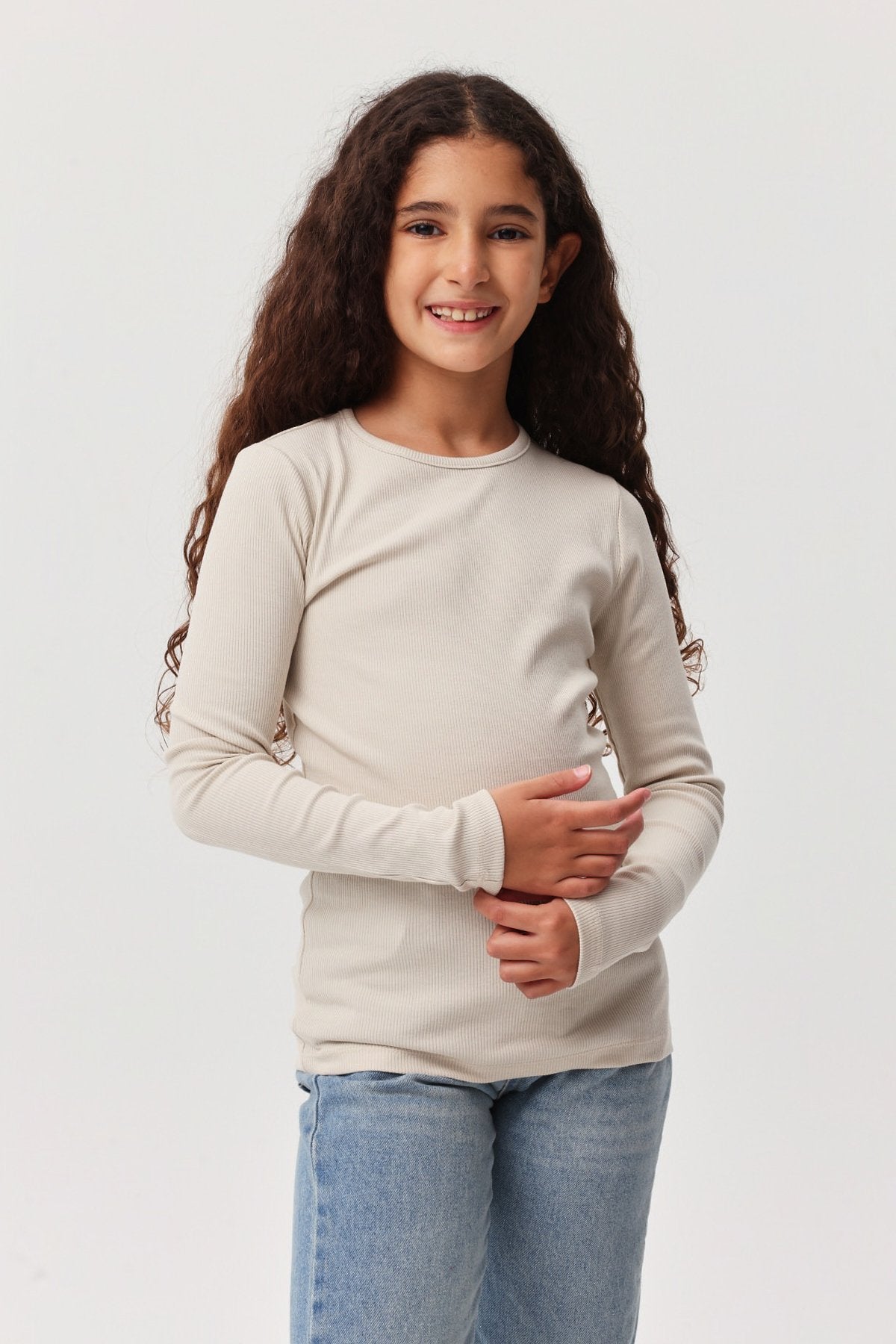 Girl's Ribbed Long Sleeve Blouse