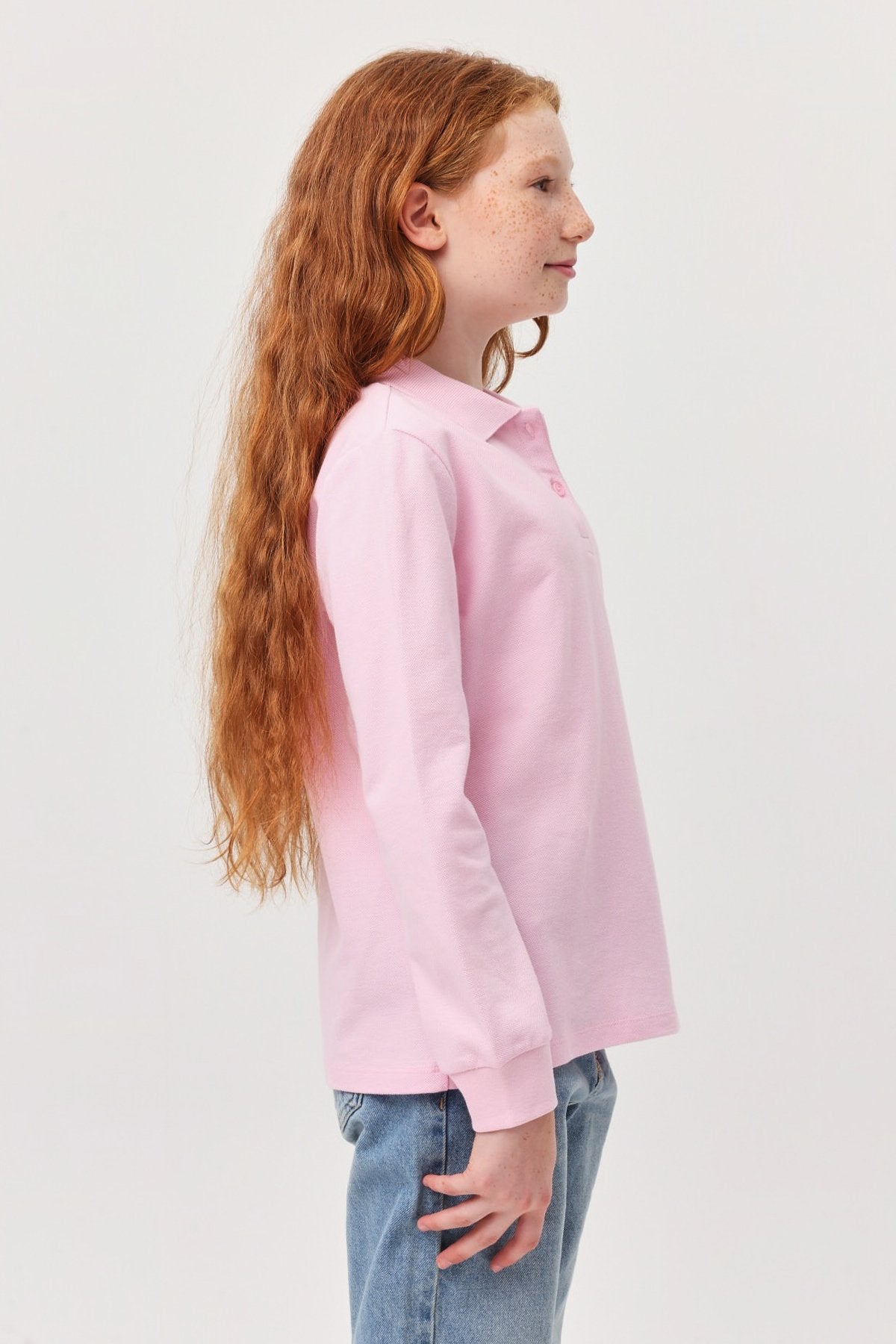 Girl's Polo Neck Long Sleeve T-shirt